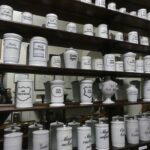 Shelves of medication in a pharmacy